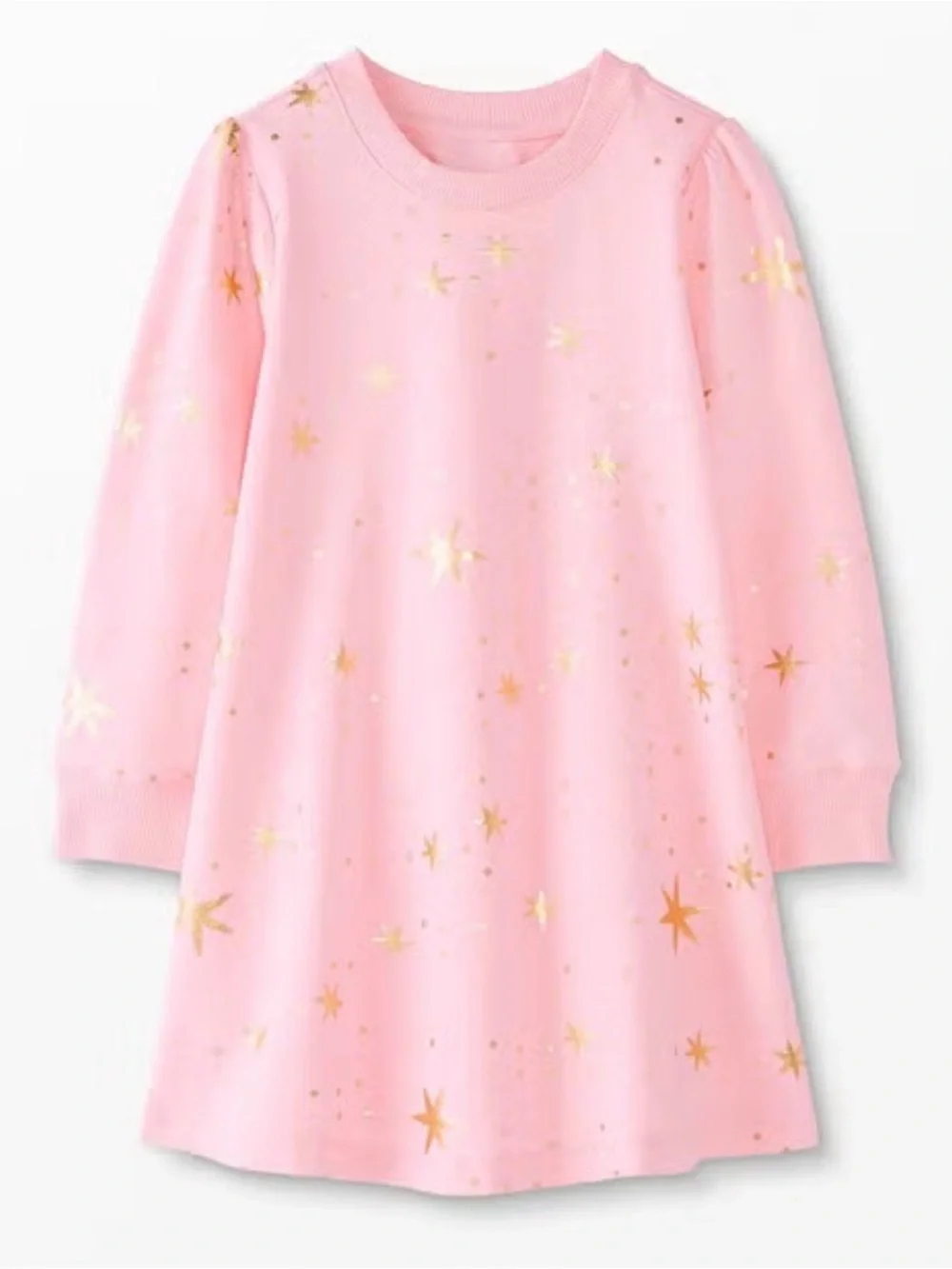 Hanna Andersson Foil Printed stars gold French Terry Dress pink size 12 150